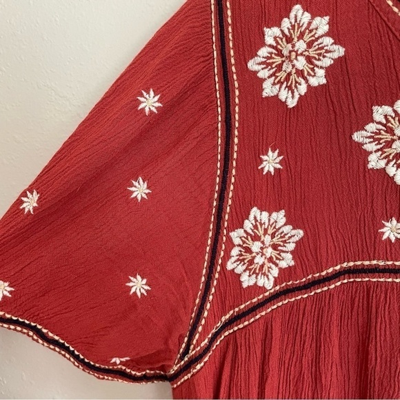 Abercrombie & Fitch | Embroidered Floral Boho Swing dress in Rust, Size M - Picture 7 of 16